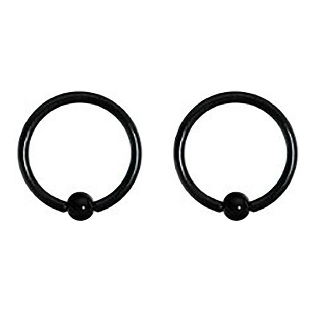 Captive Nipple Ear Ring 14 Gauge 7/16" Titanium IP Black 3mm Ball Body Jewelry